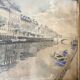 Old framed river watercolor 45.5 X 59
