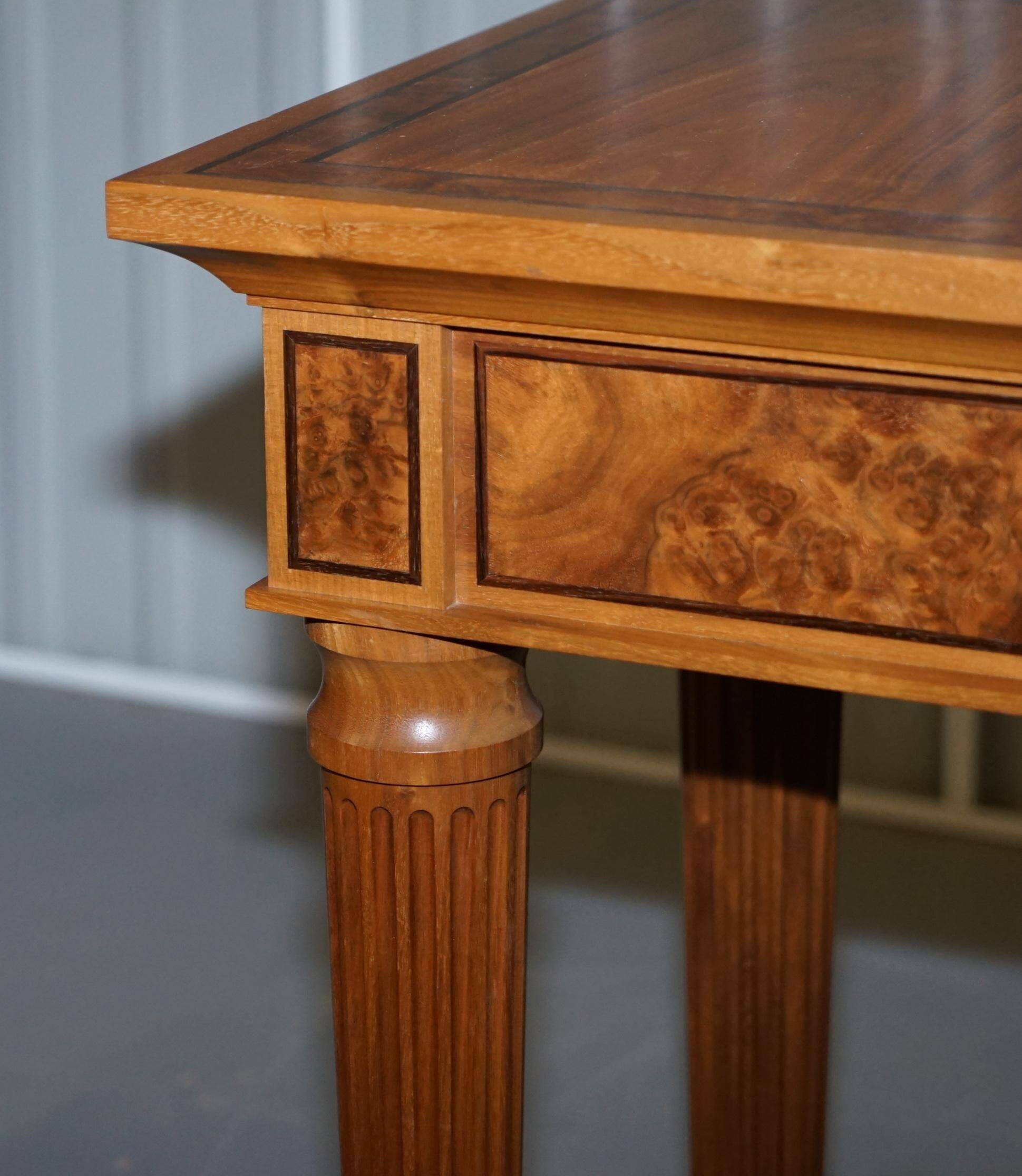 Pair of console tables David Linley 1993 walnut burr