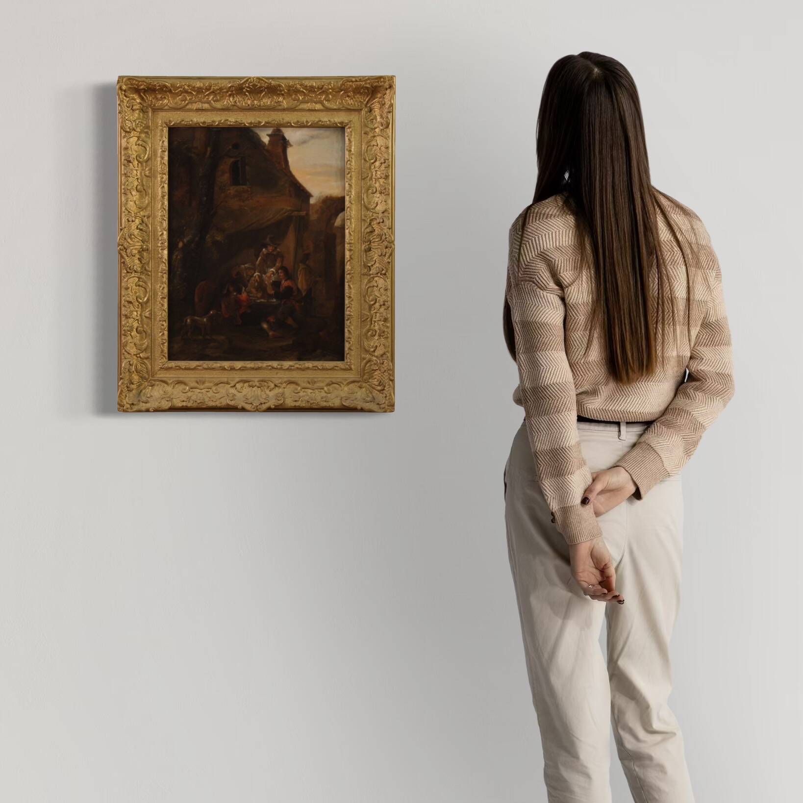 18th century Flemish painting on panel, card players