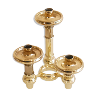 Vintage candle holder with 3 brass lights, Germany 1970