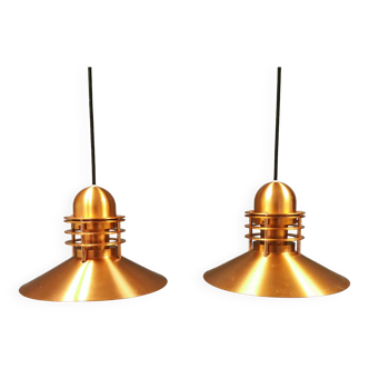 Copper hanging lamps From Danish Louis Poulsen, designed by Affred Homann, model is called Nyhavn