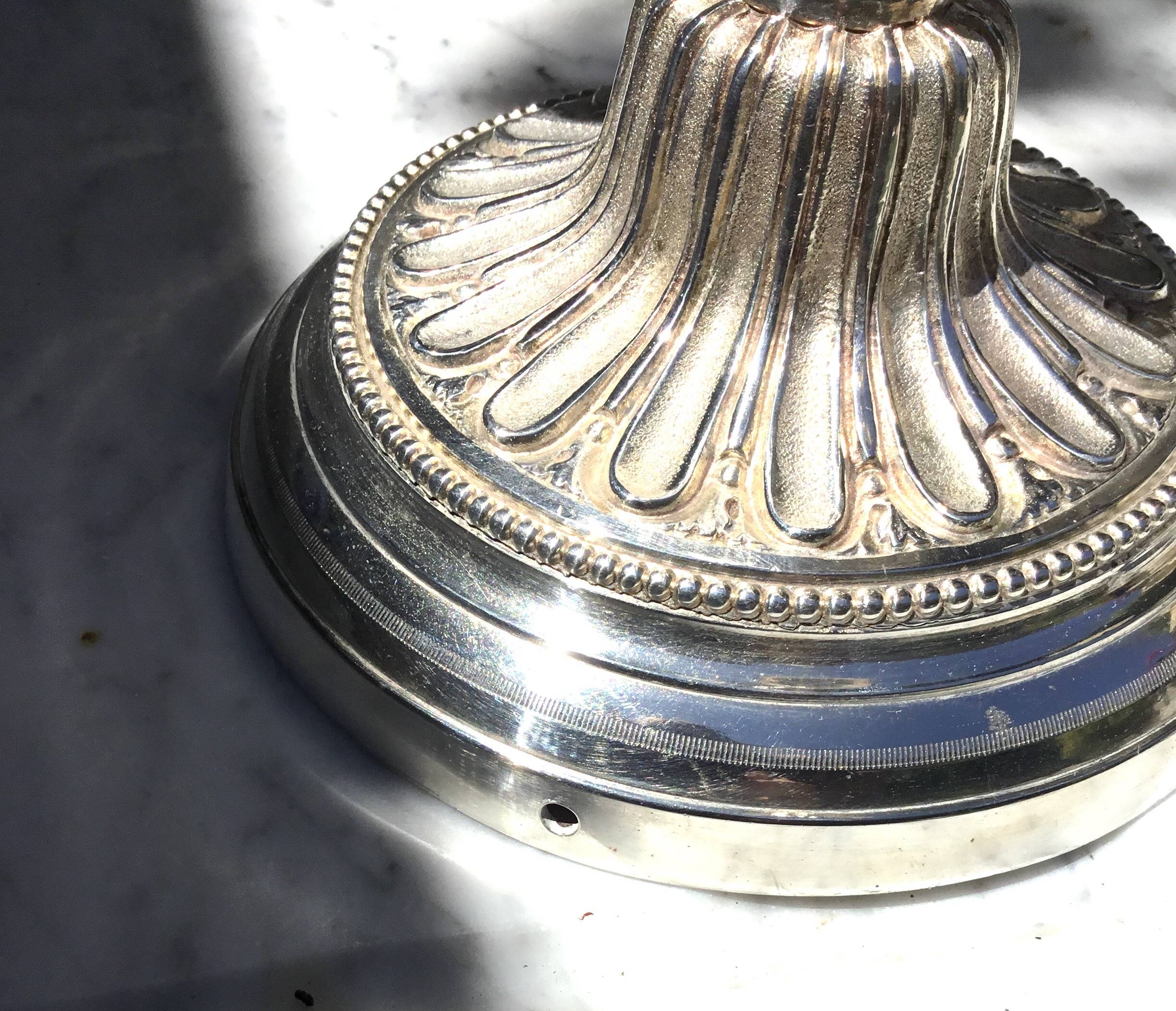Pair of silver-plated candelabra in Louis XVI style