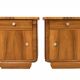 Vintage wooden bedside tables from the mid-20th century, after renovation.