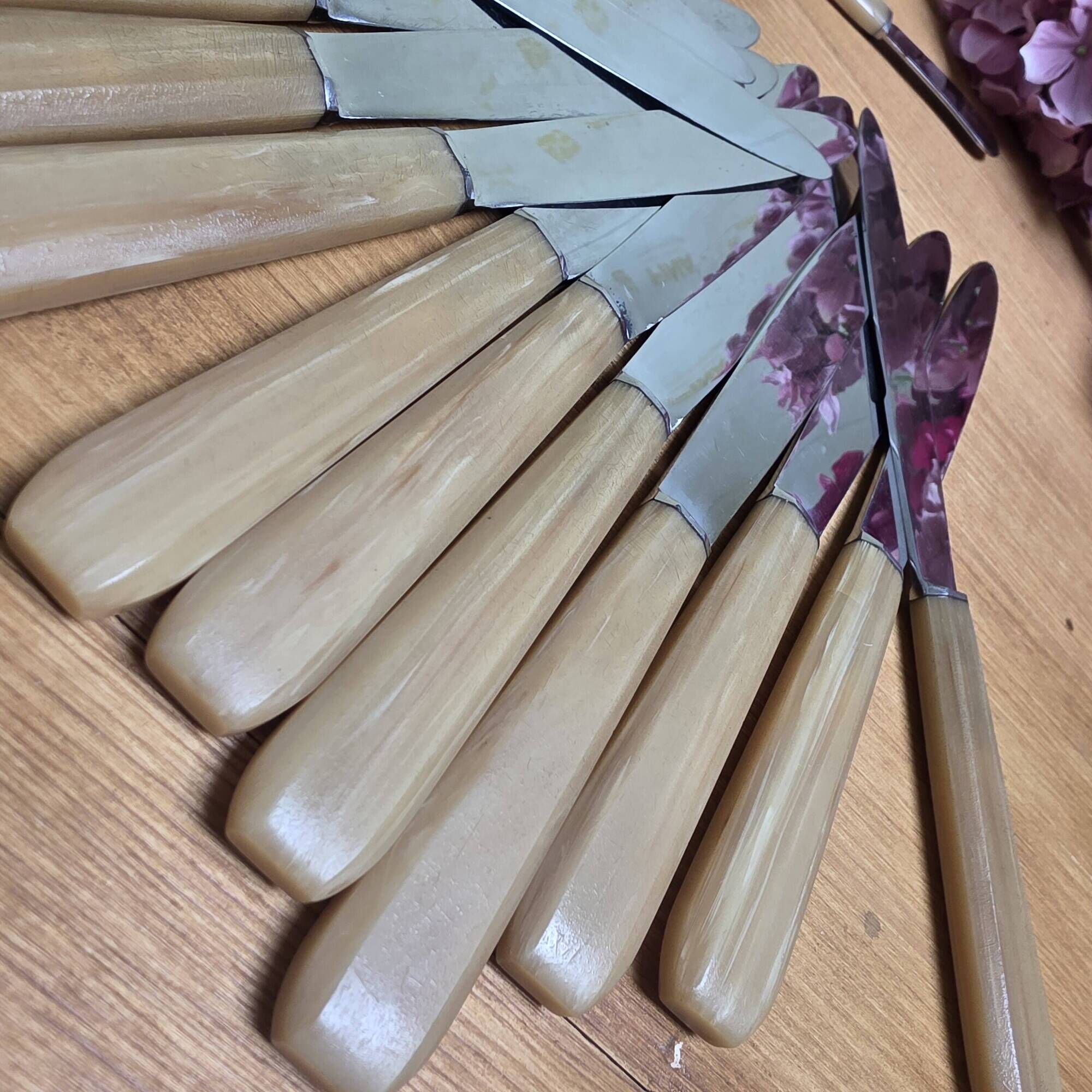 12 vintage knives in a box + 1 butter knife