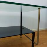 Coffee table design 50s vintage glass and brass