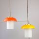 Lampes suspendues en verre et laiton en forme de champignon des années 50, ensemble de 3