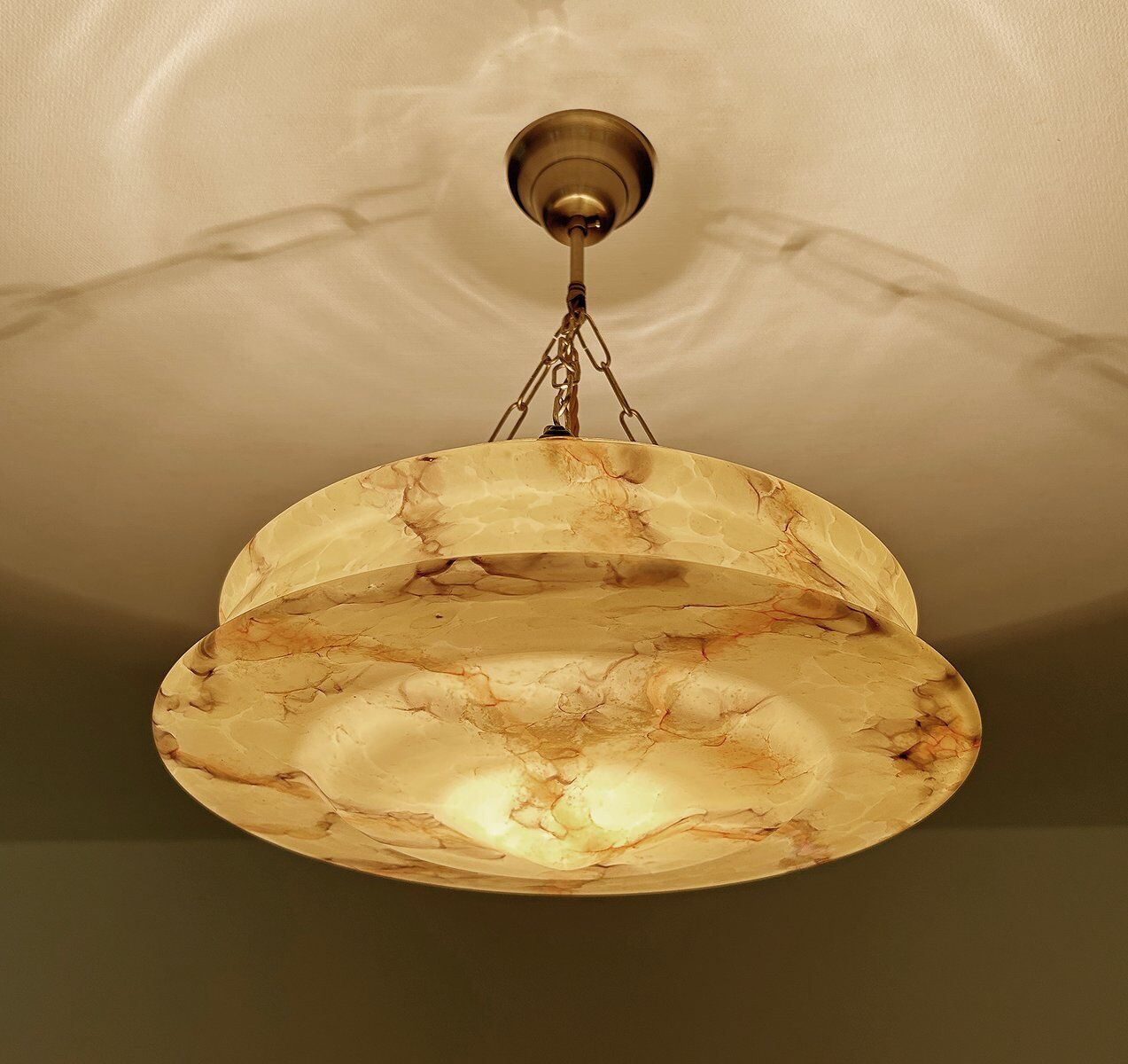 Art Deco pendant light in amber marble glass