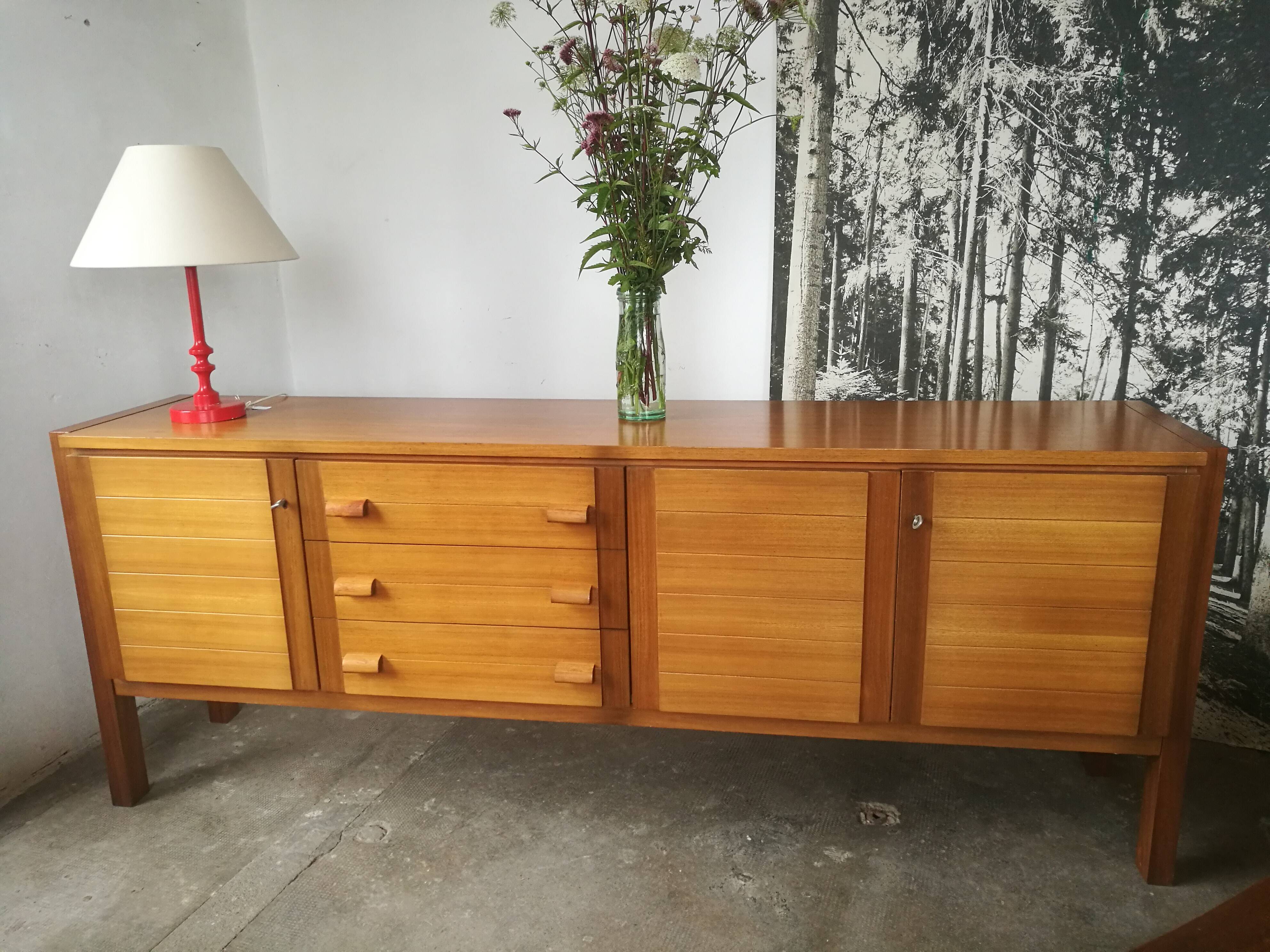Large vintage row in blond wood