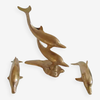 Trio de dauphins en laiton