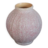 Vase boule émail crispé signé , vase rose Art déco, décoration intérieure, collection