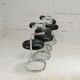 4 chairs tubular steel, imitation black leather, Italy, circa 1970