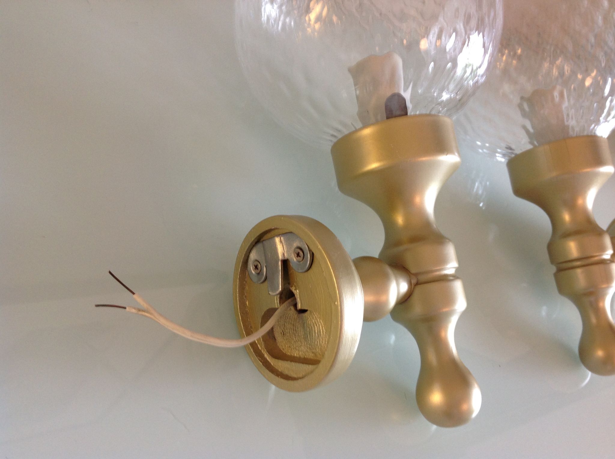 Pair of glass and gilded wood globes /vintage 60-70