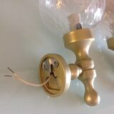 Pair of glass and gilded wood globes /vintage 60-70