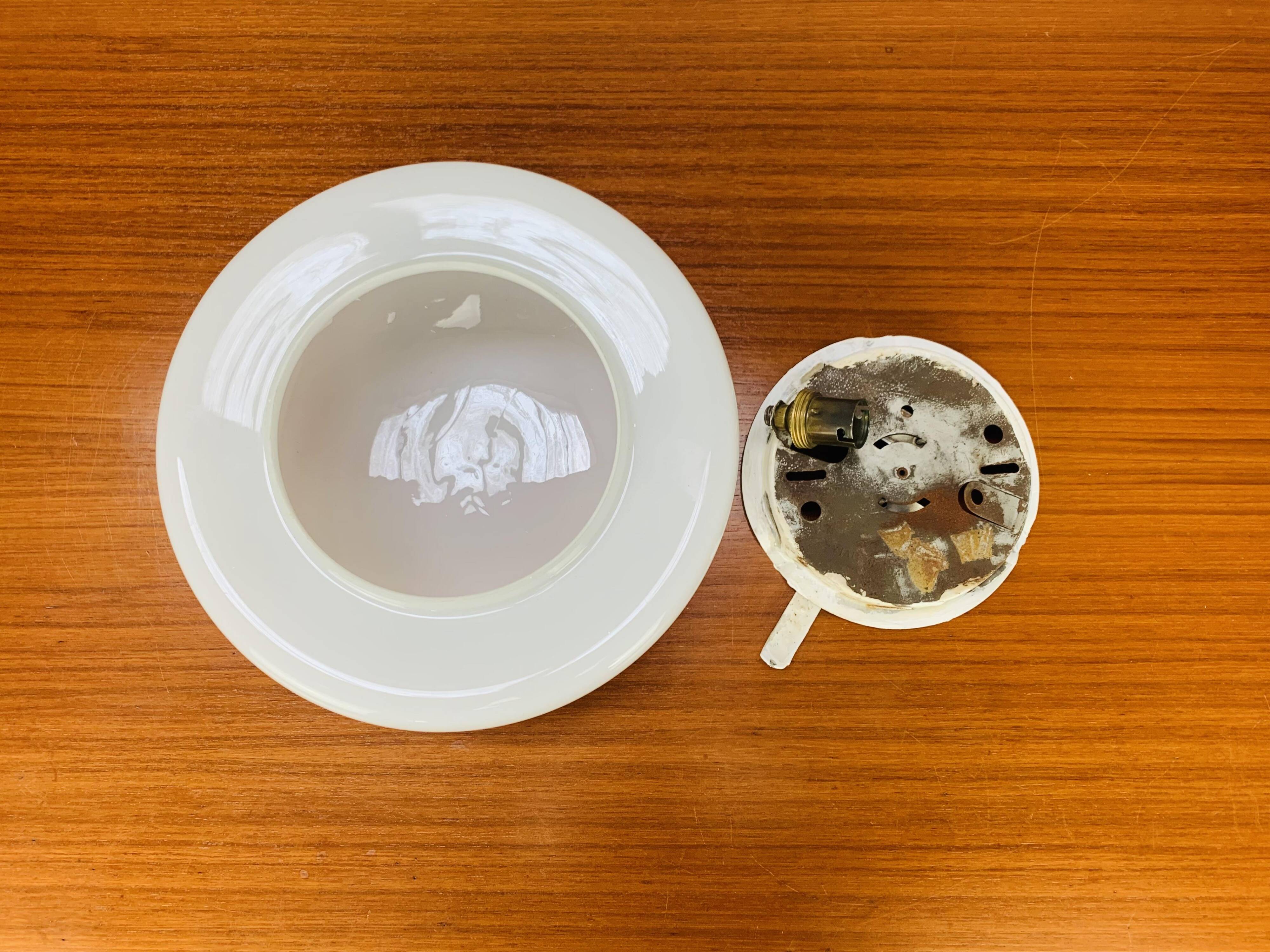 Opaline ball wall lamp made in Italy 25 cm, half sphere, vintage