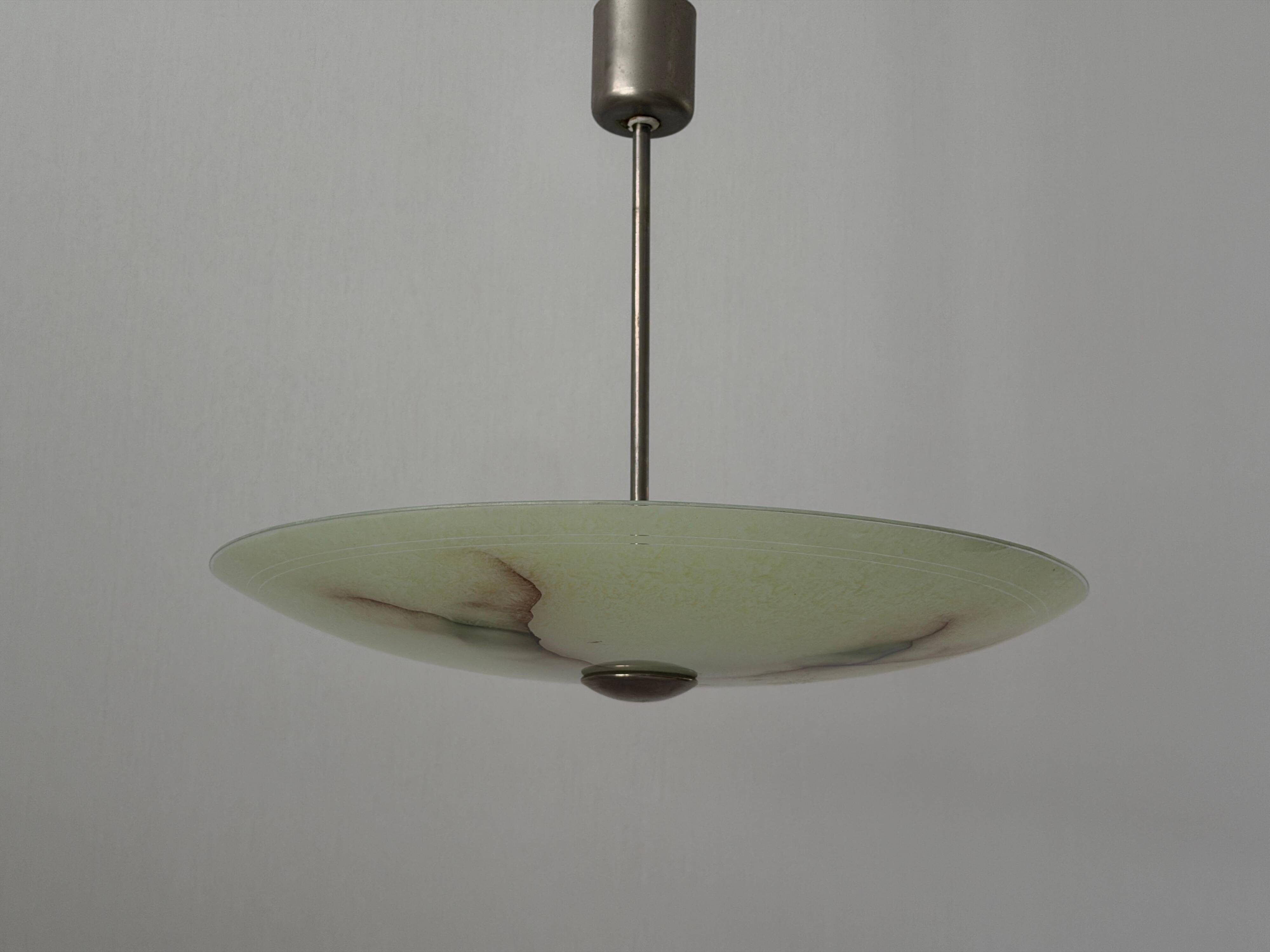 Art Deco ceiling light in green glass, 1940s, Germany