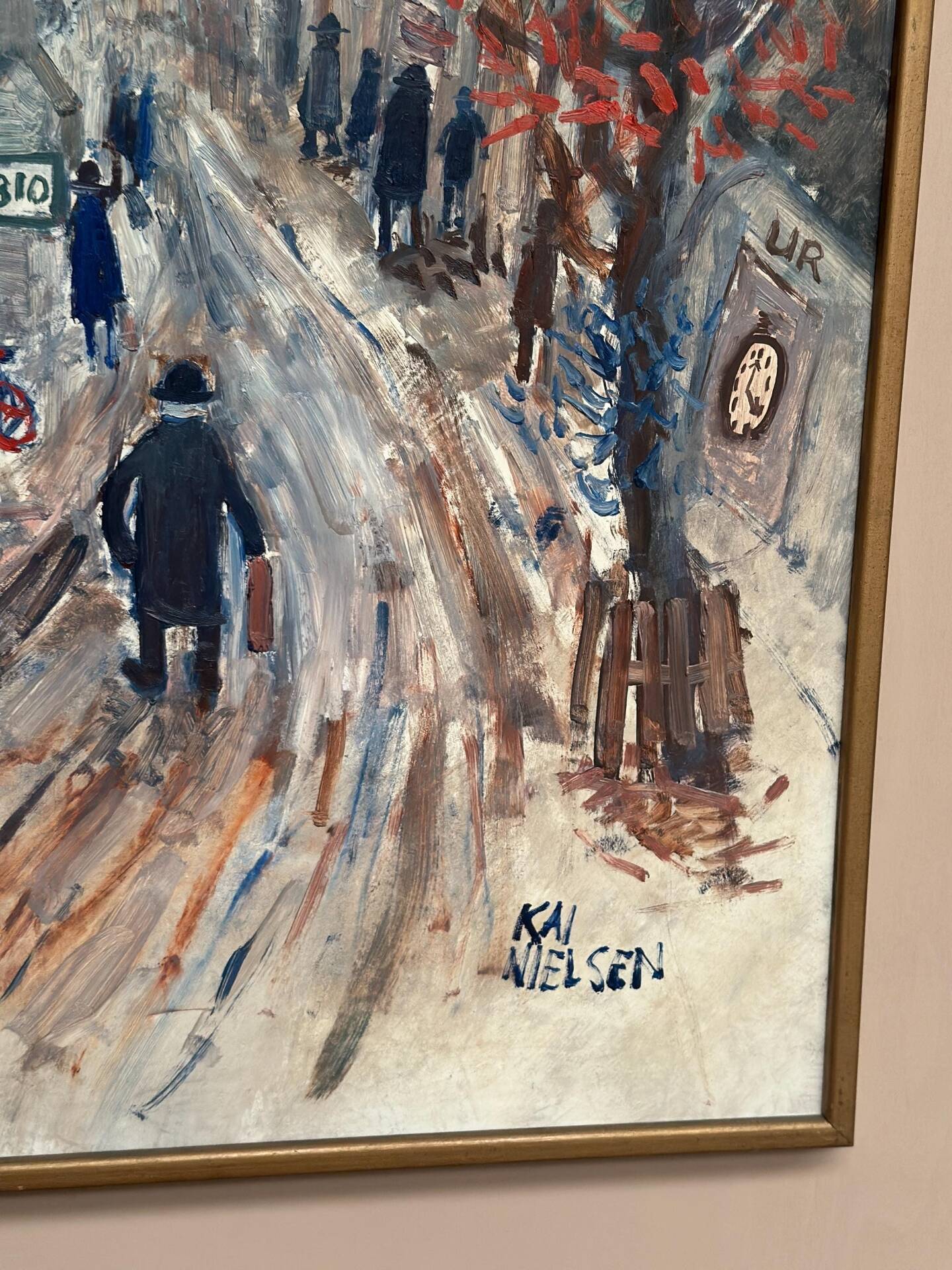 Original Swedish Oil On Panel – “Bygatan” By Kai Nielsen – Signed