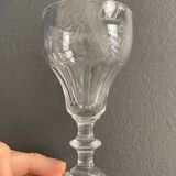 Set 9 crystal wine glasses engraved Saint Pourçain