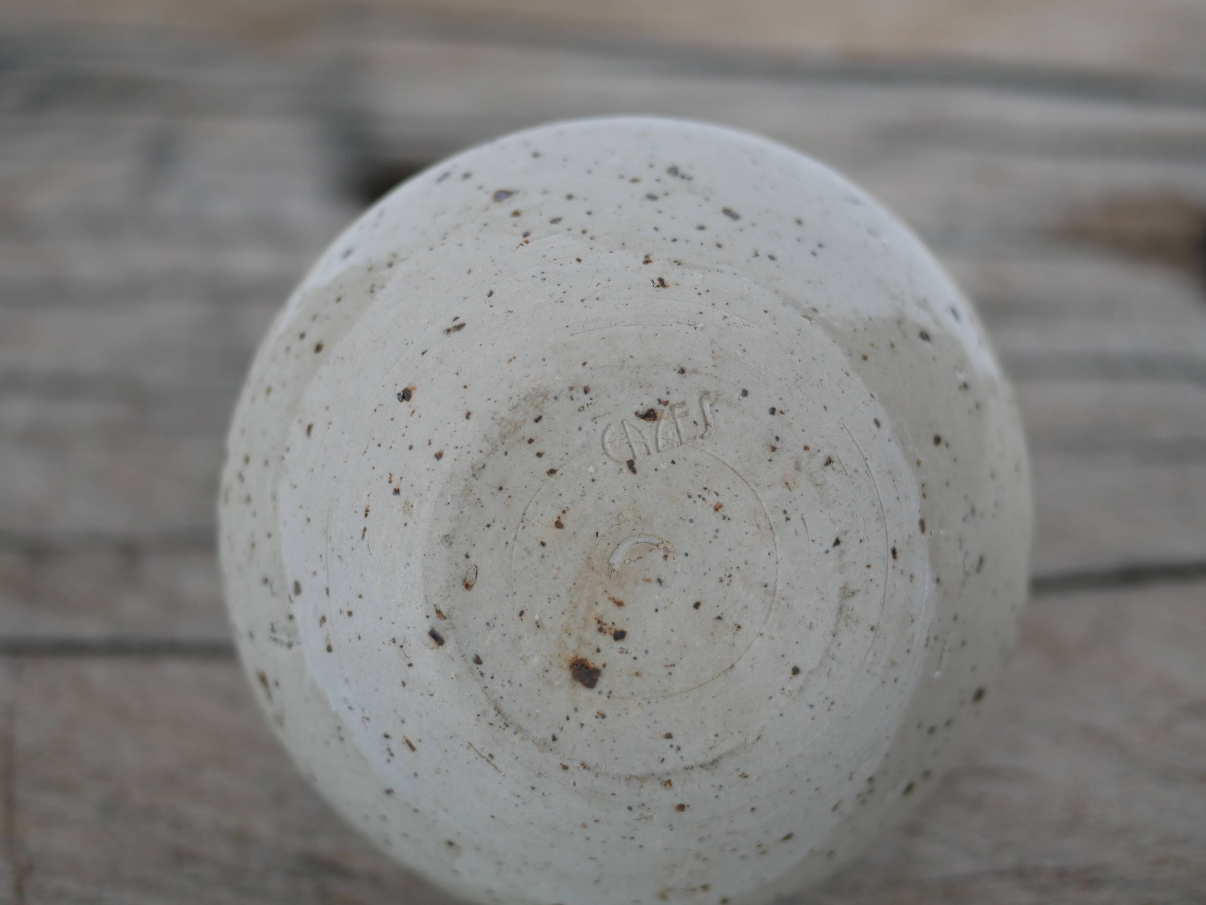 Vintage sandstone soliflore vase signed Cazes