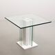 White Marble Italian Square Side Table with Glass Top and Lighting Option