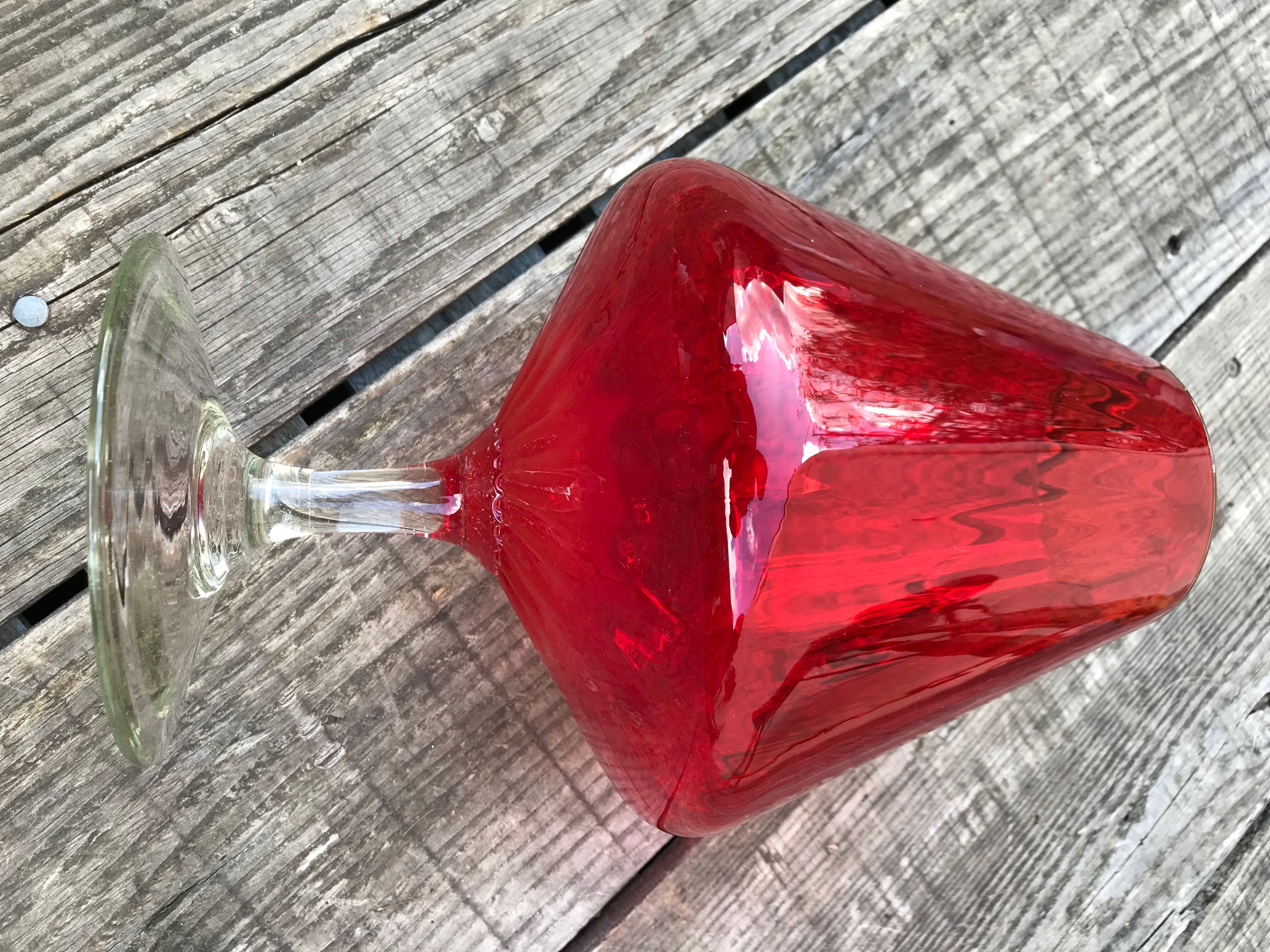 Vintage red vase Italy 1970