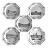 Assiettes octogonales Montereau directoire 1810 grisaille néoclassique