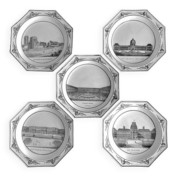 Assiettes octogonales Montereau directoire 1810 grisaille néoclassique
