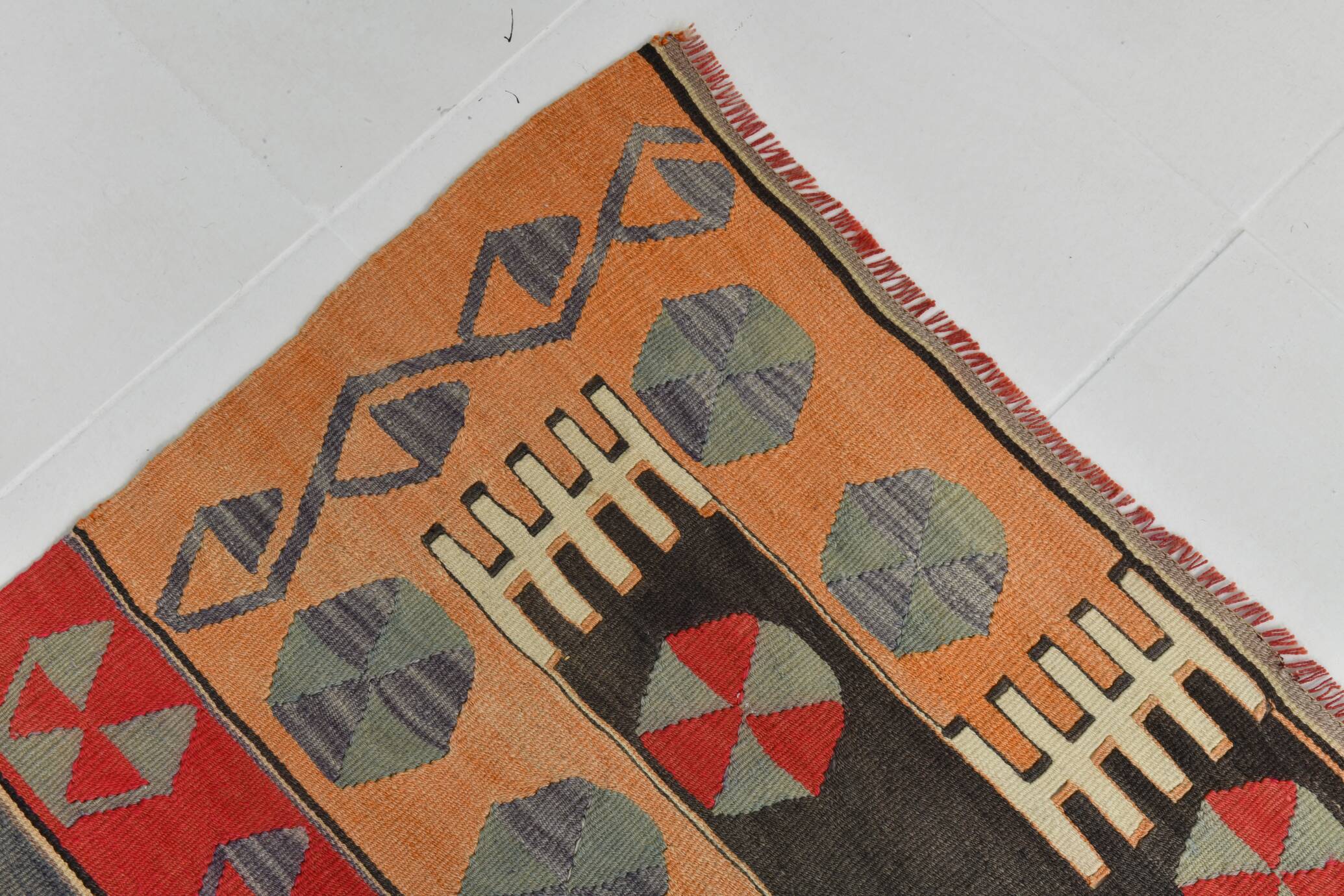 6x8 Kilim Multicolor Geometric Style Kilim Rug, 168x235 Cm