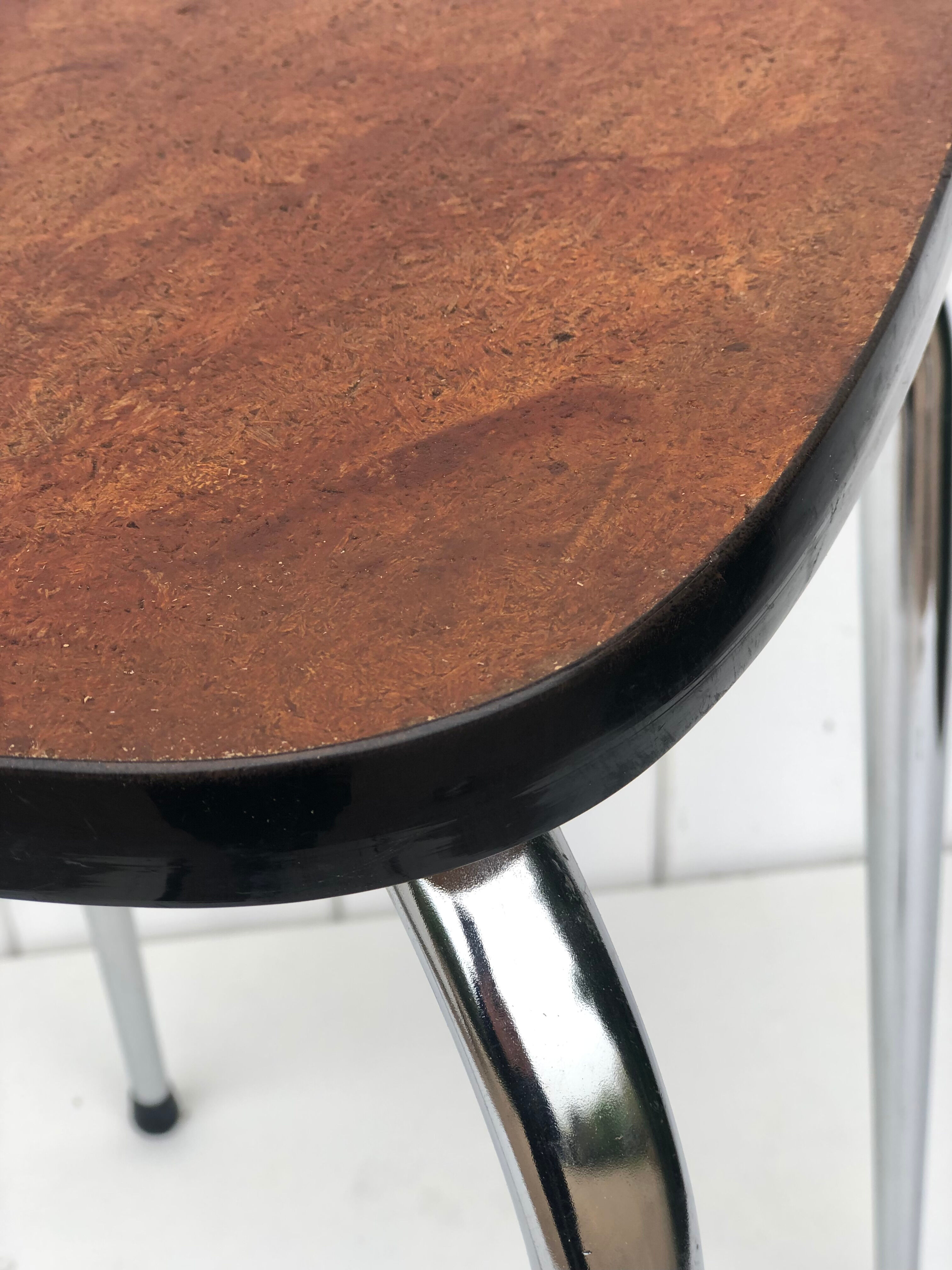 Vintage wood and chrome stool