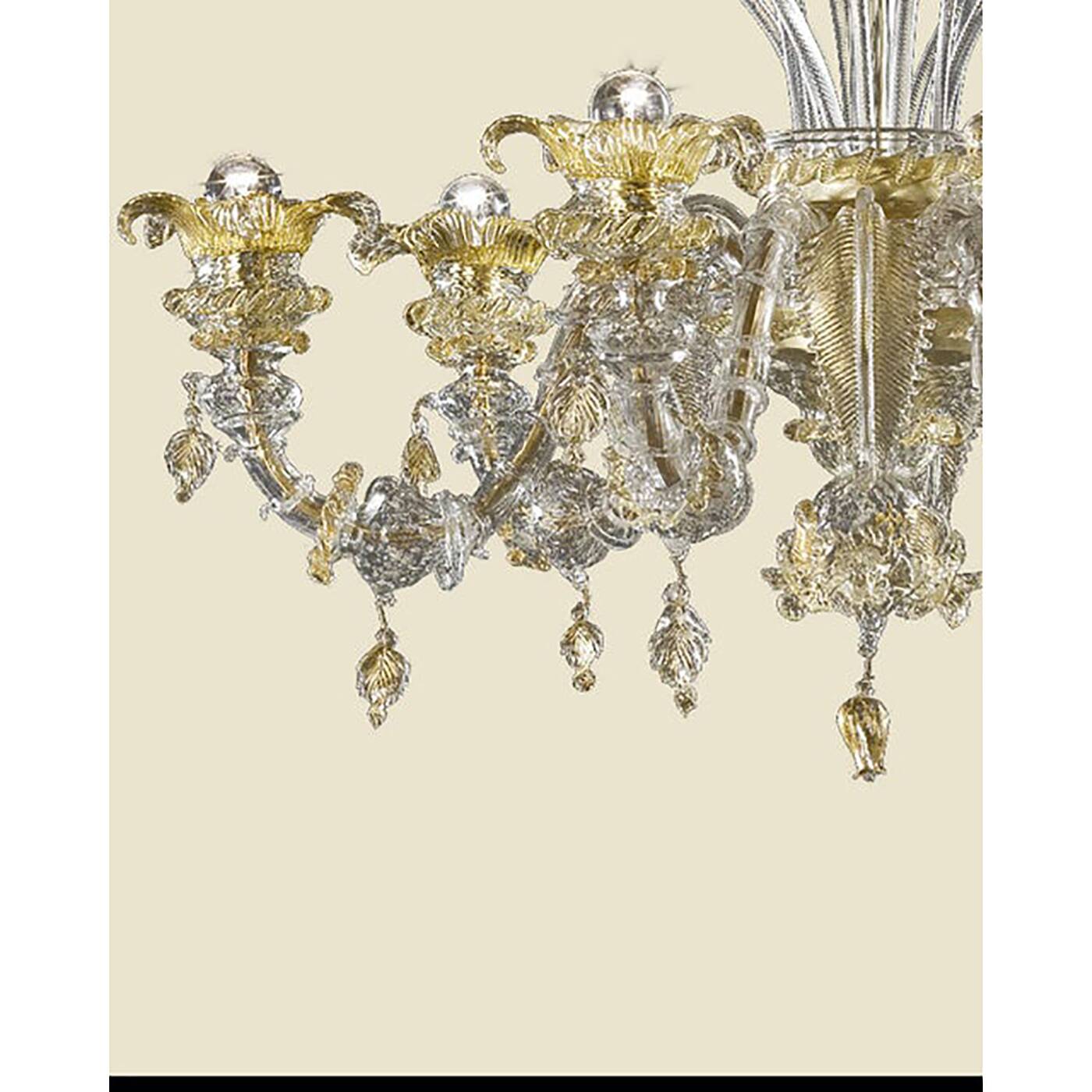 Venetian Cà Rezzonico Floral Gold Murano Style Glass Chandelier