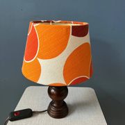 Lampe de table vintage Space Age avec abat-jour textile orange