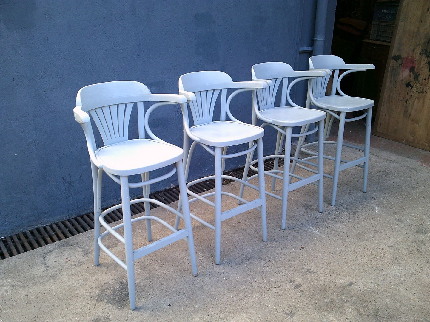 Set of 4 stools bistro in wood