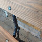 Antique garden bench with cast iron legs