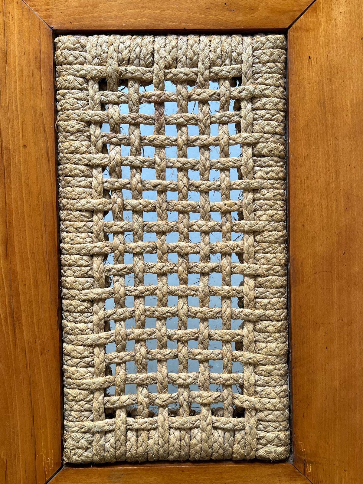 Teak wood coffee table with braided rope, Audoux-Minet 1950
