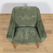 Fauteuil en chêne et tissu vert, Danemark, années 1960