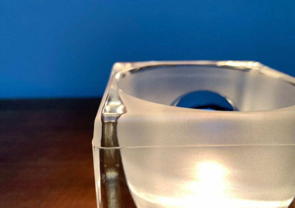 Vintage German glass cube table lamp Ta 14 by Peill & Putzler, 1970s.