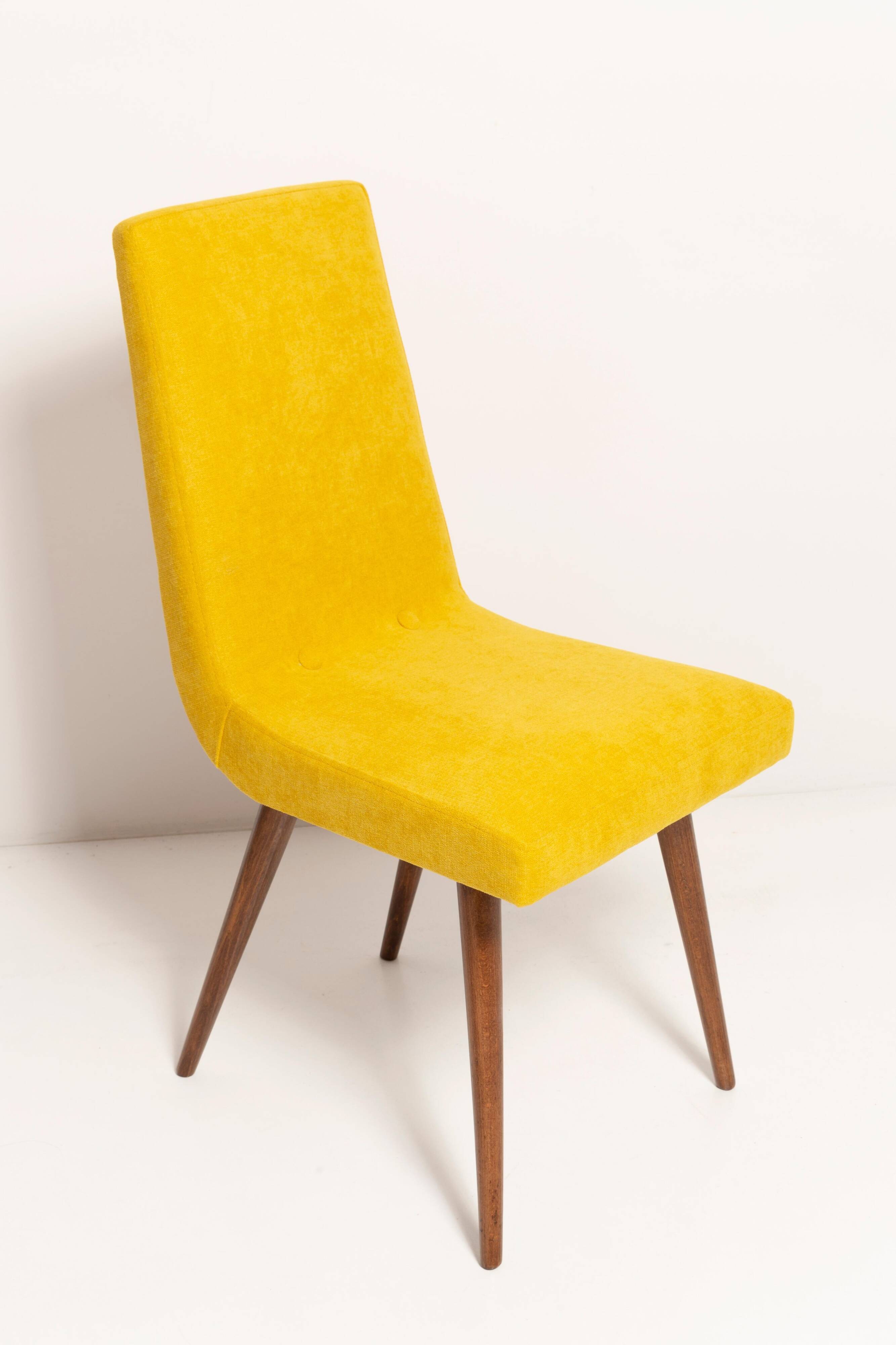 Mustard yellow wool chair from the 20th century, Rajmund Hałas, Europe, 1960s