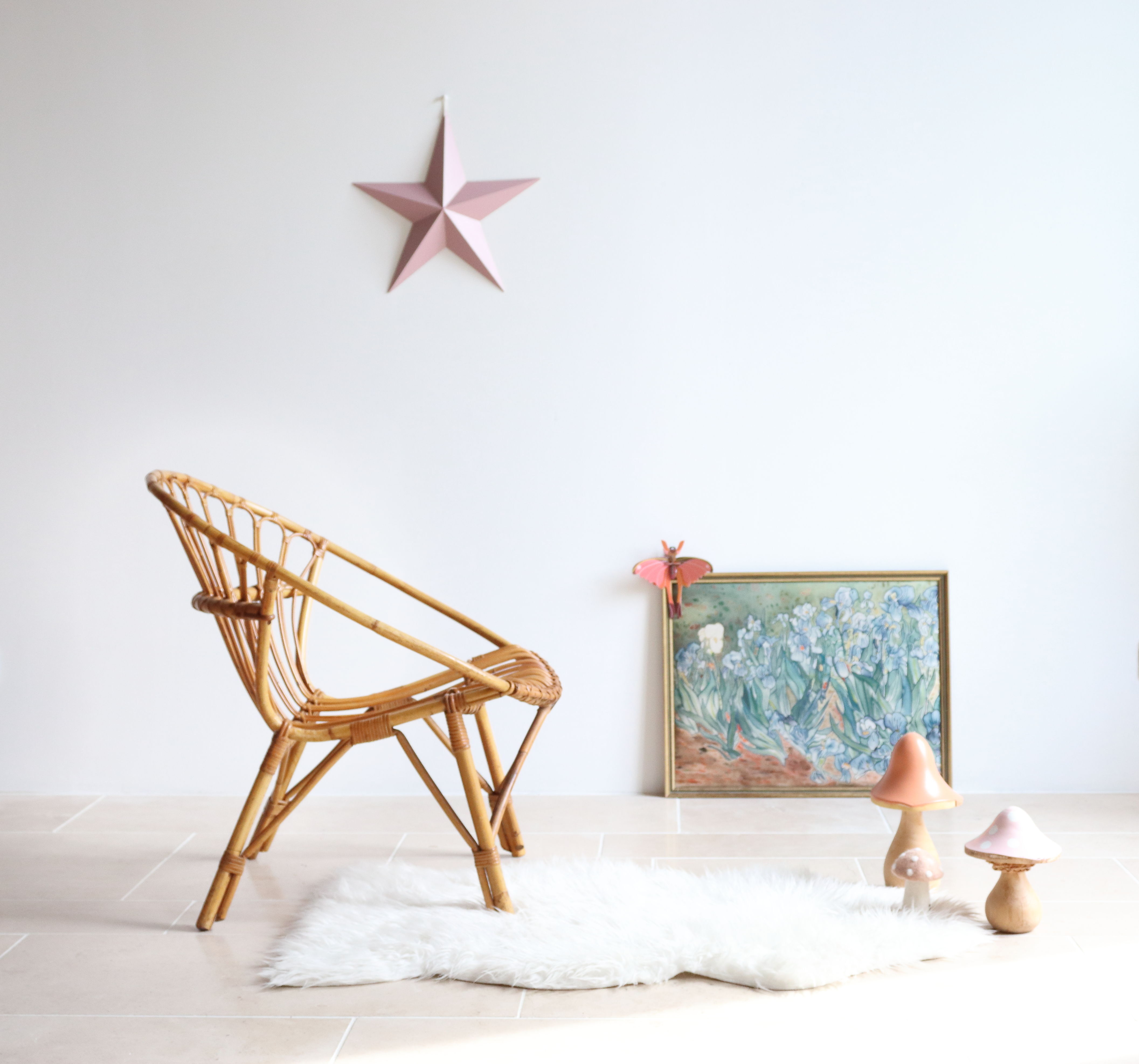 Adult size rattan shell armchair from the 60s