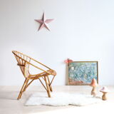 Adult size rattan shell armchair from the 60s