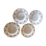 Set of 4 hollow plates Digoin & Sarreguemines pattern small flowers