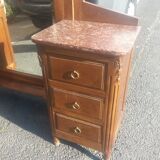 Art Deco dressing table in walnut and red Languedoc marble