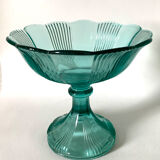 Coupe sur pied en verre vert