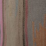 Handwoven Vintage Sivas Kilim Runner in Green Geometric Pattern 2'8'' x 12'6''