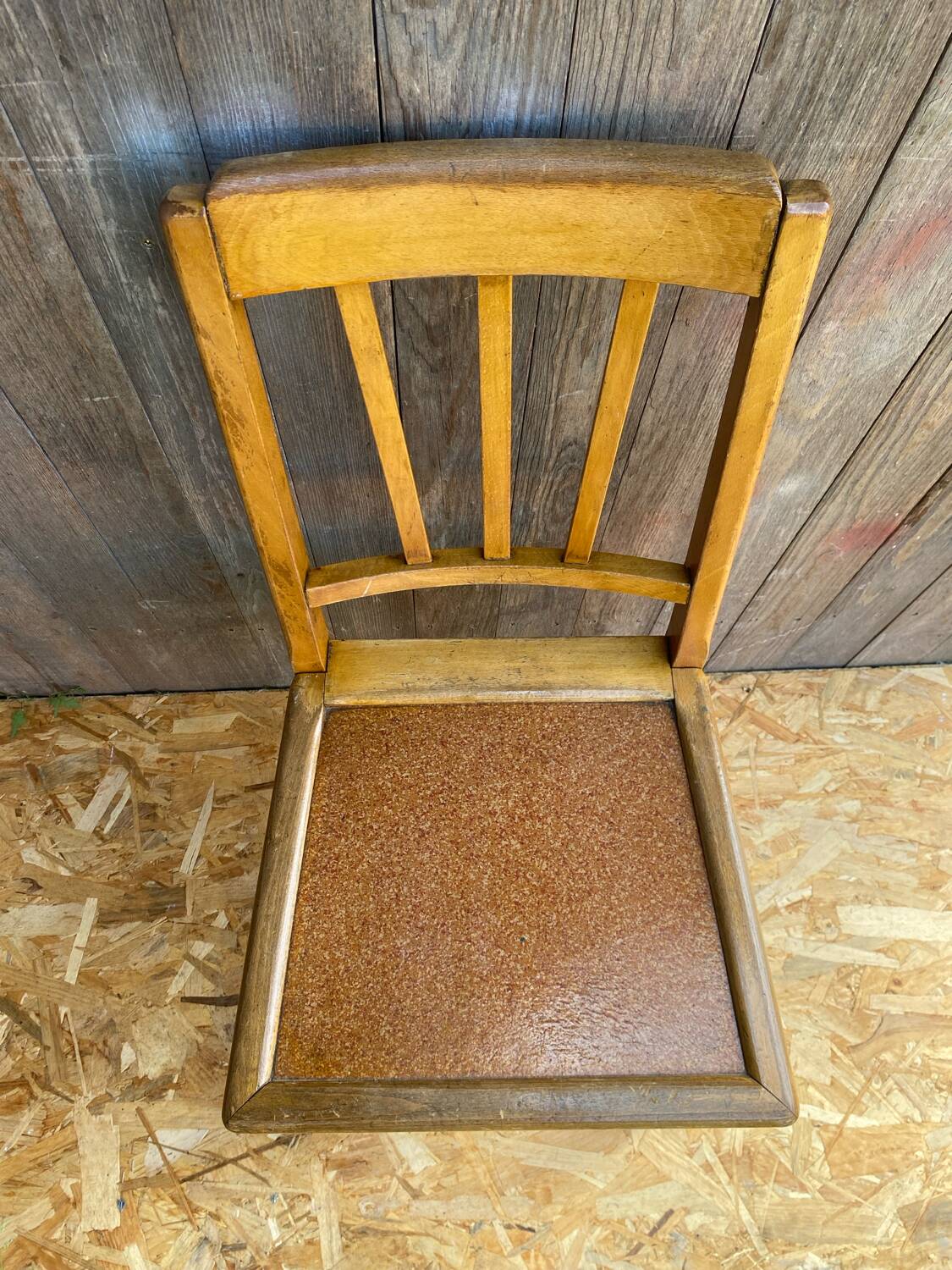 Set of 4 Antique Bistrot Chairs in Baumann Style Wood from the 60s