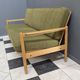 green fabric and wood 3 seat sofa 1960s