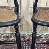 Pair of chairs Napoleon III XIXth in norci wood and mother-of-pearl inlay