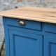 Vintage deep blue Parisian sideboard & natural wood top