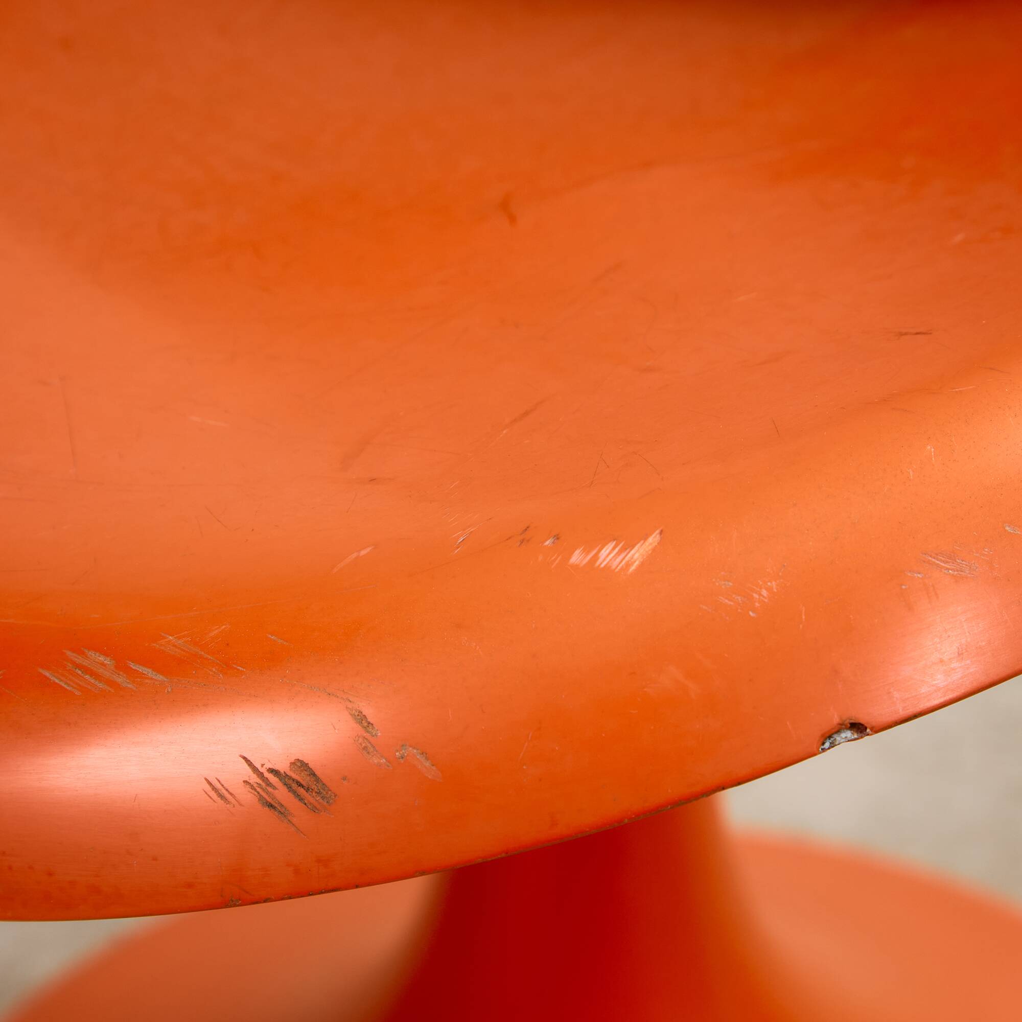 Set of Single-base Orange Molded Chairs, 1970s