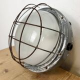 Industrial Grey Wall Light with Milk Glass from Elektrosvit, 1970s
