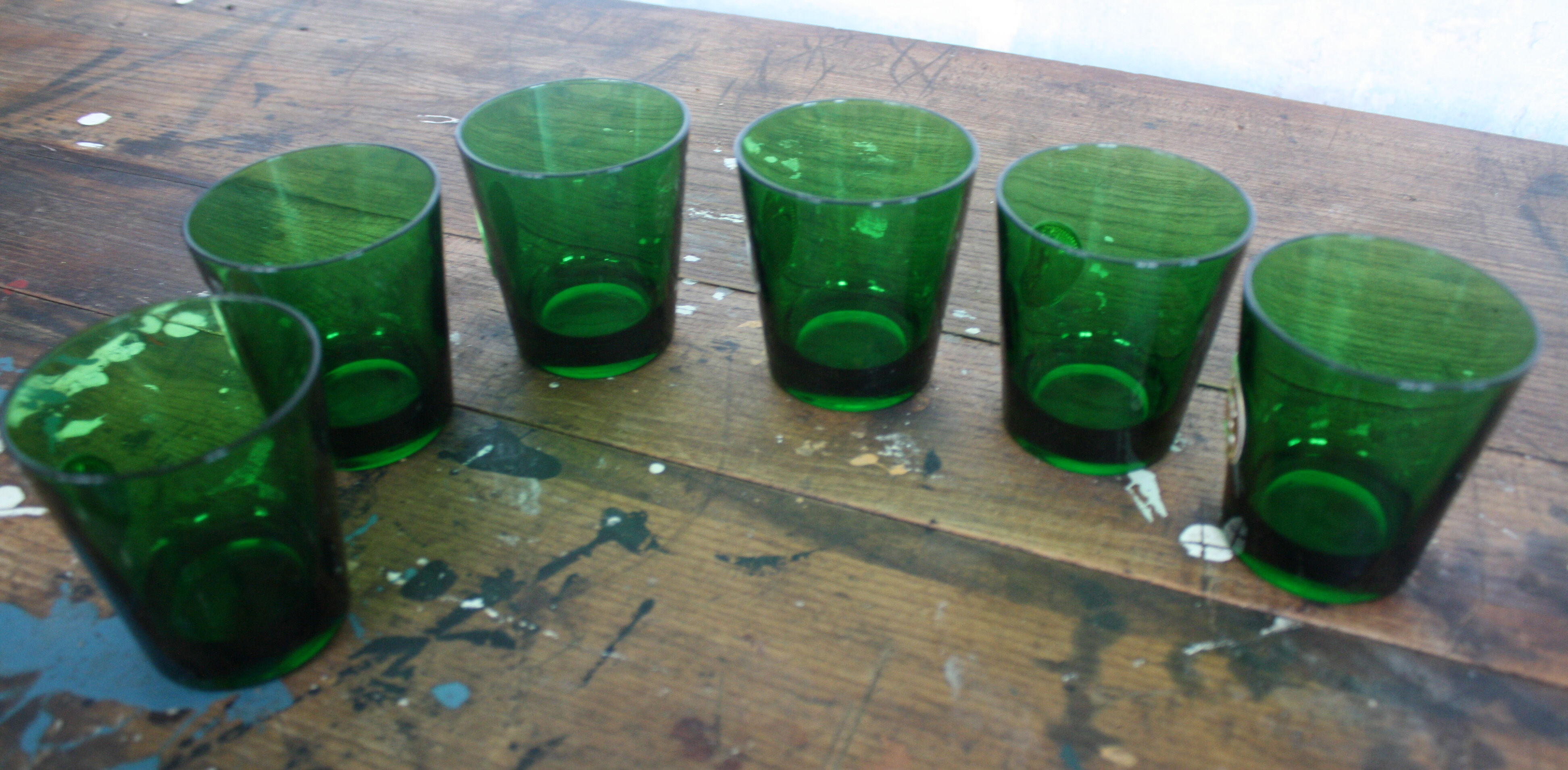 6 vintage Byrrh green lenses