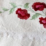 Drap ancien en lin broderie 200X260